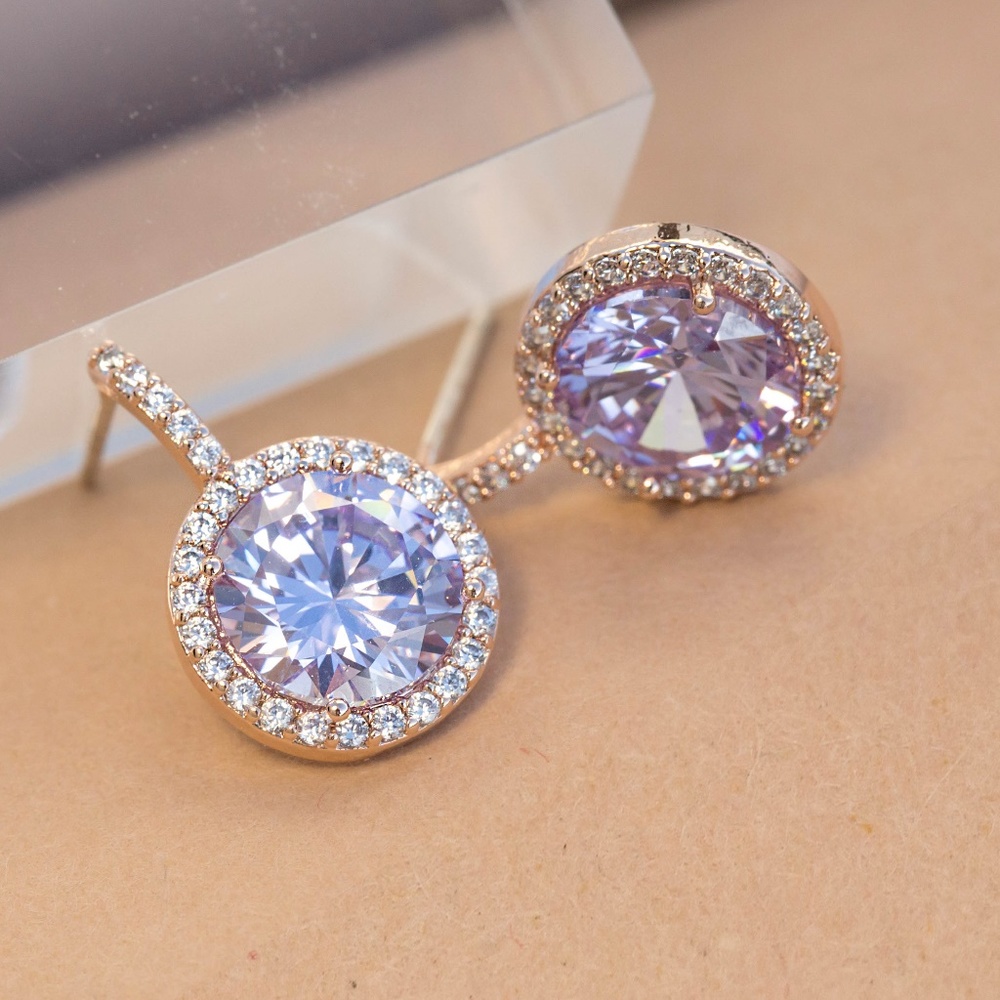 Dainty lavender cubic zirconia earring